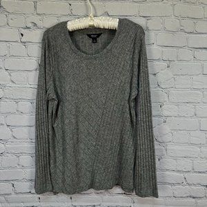 Simply Vera Vera Wang Rib Knit Long Sleeve Top, Size Large,‎ Heather Gray